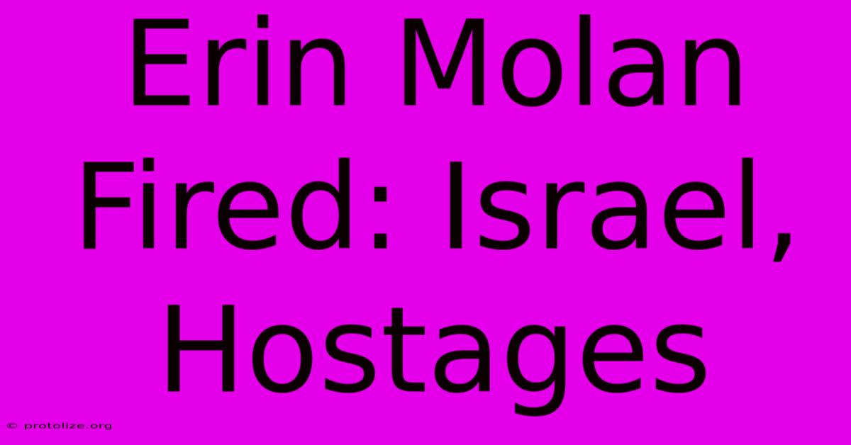 Erin Molan Fired: Israel, Hostages