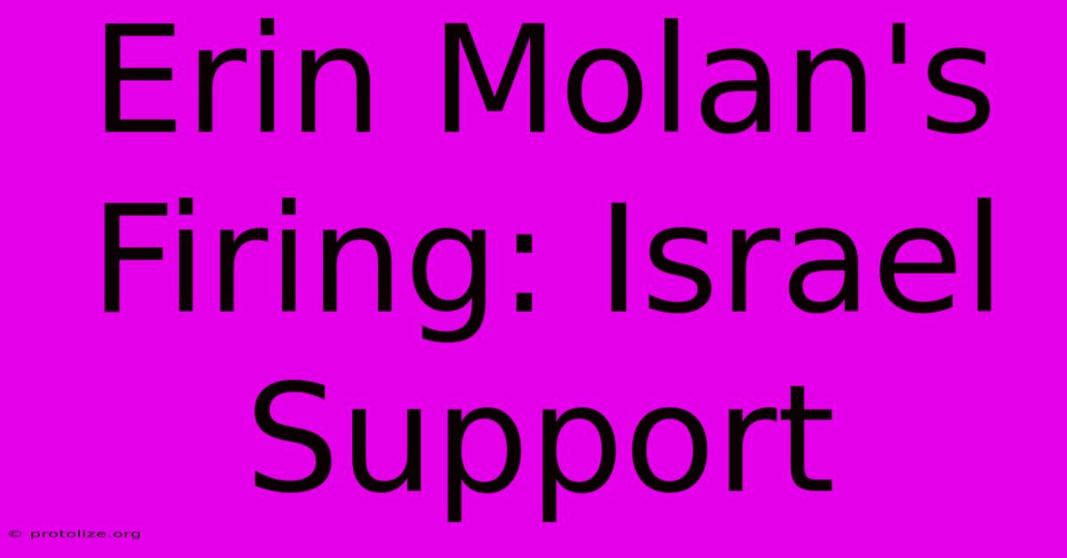 Erin Molan's Firing: Israel Support Erin Molan's Firing: Israel Support