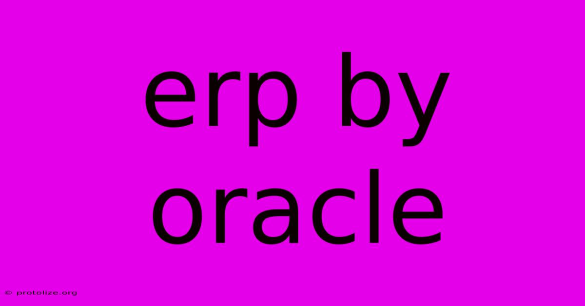 Erp By Oracle Erp By Oracle