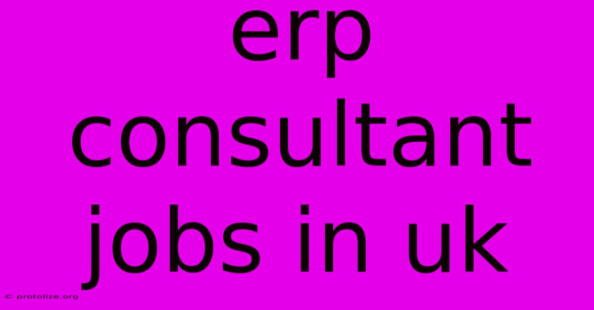 Erp Consultant Jobs In Uk