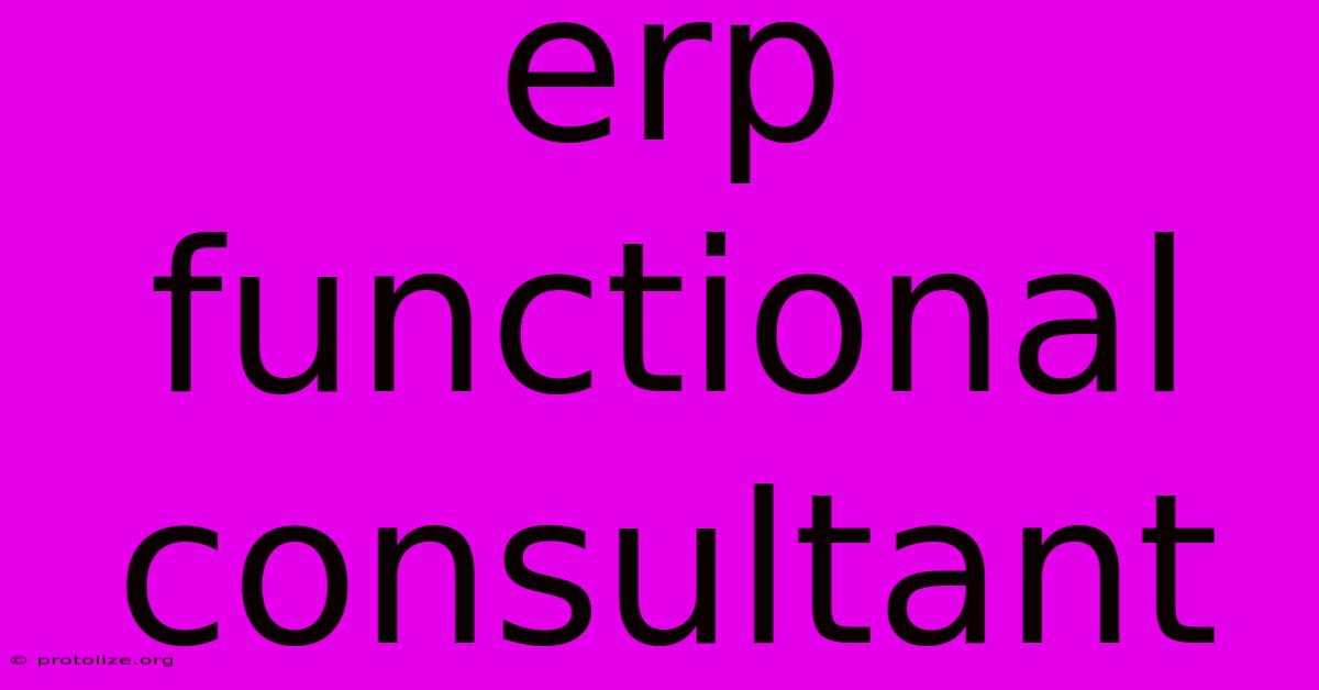Erp Functional Consultant Erp Functional Consultant