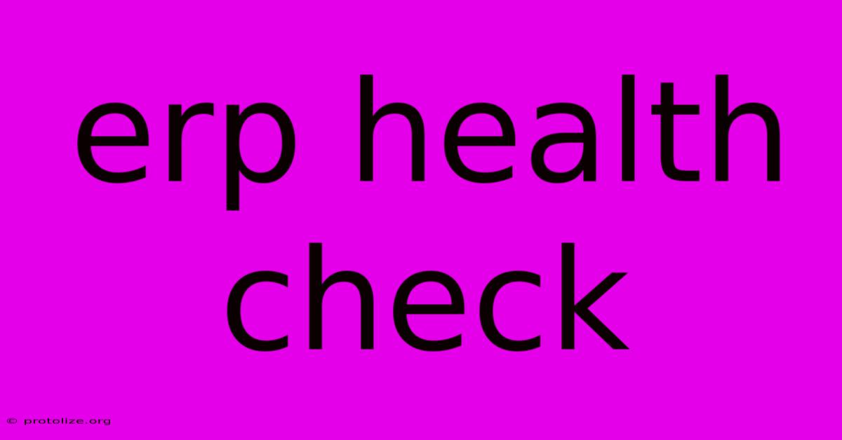 Erp Health Check Erp Health Check