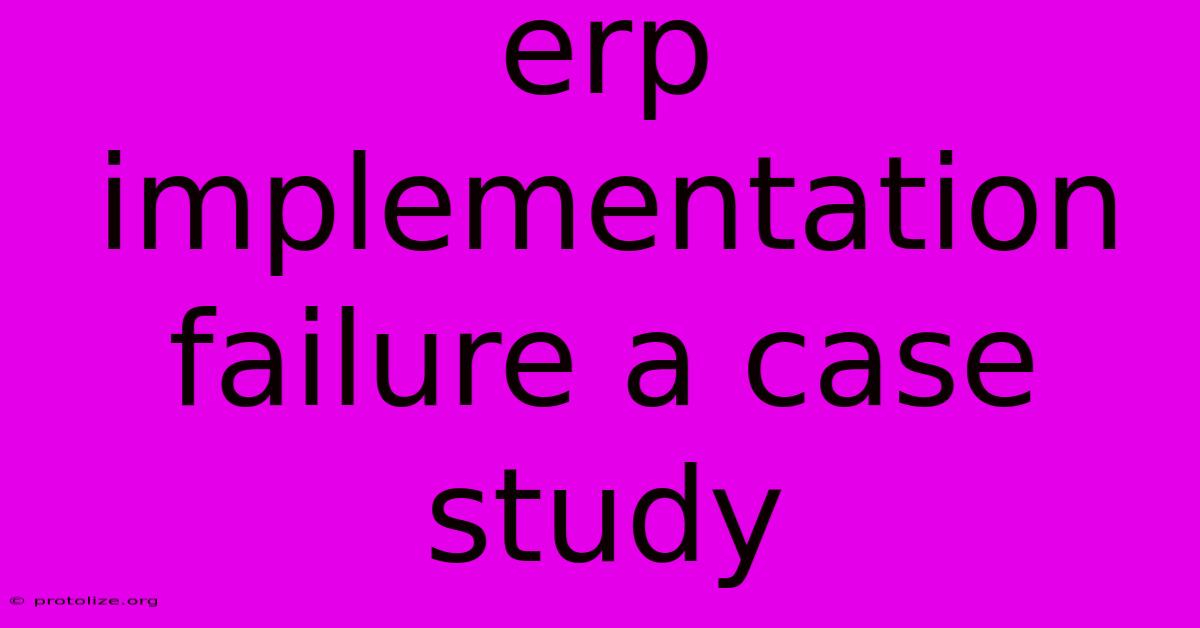 Erp Implementation Failure A Case Study
