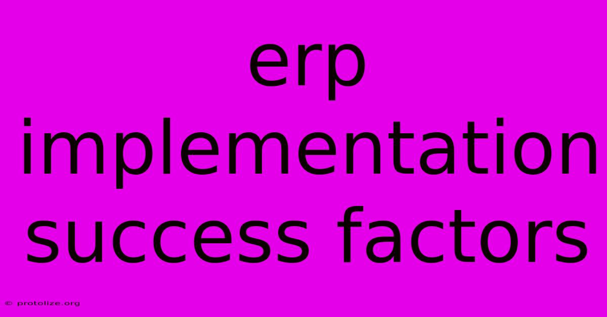 Erp Implementation Success Factors Erp Implementation Success Factors