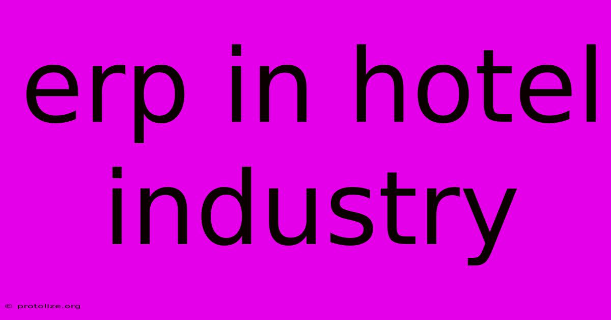 Erp In Hotel Industry