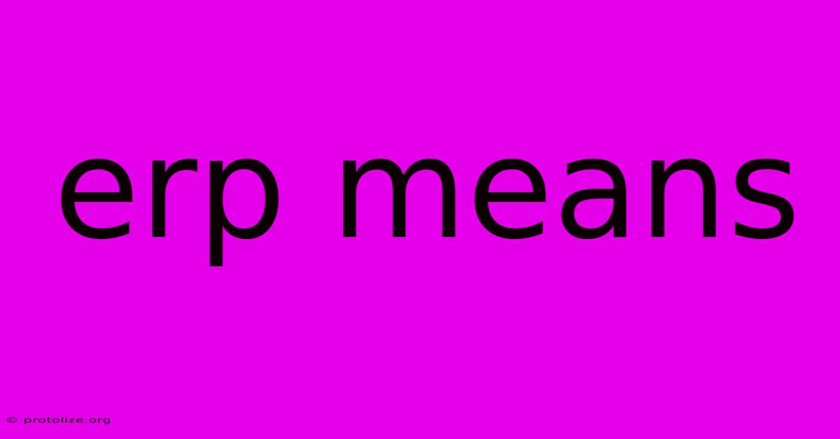 Erp Means Erp Means