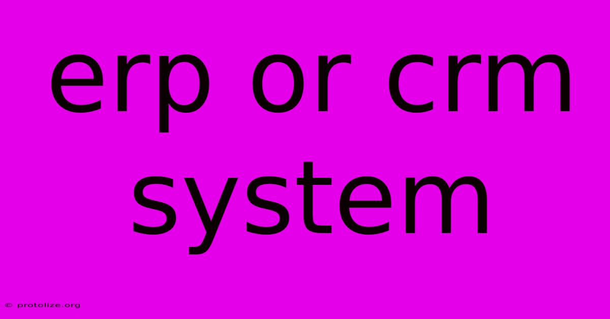 Erp Or Crm System Erp Or Crm System