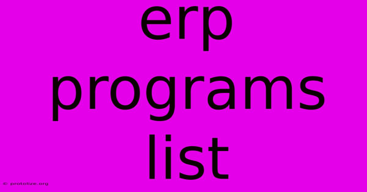 Erp Programs List