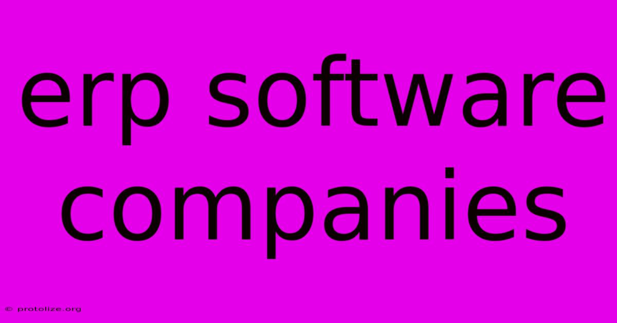 Erp Software Companies