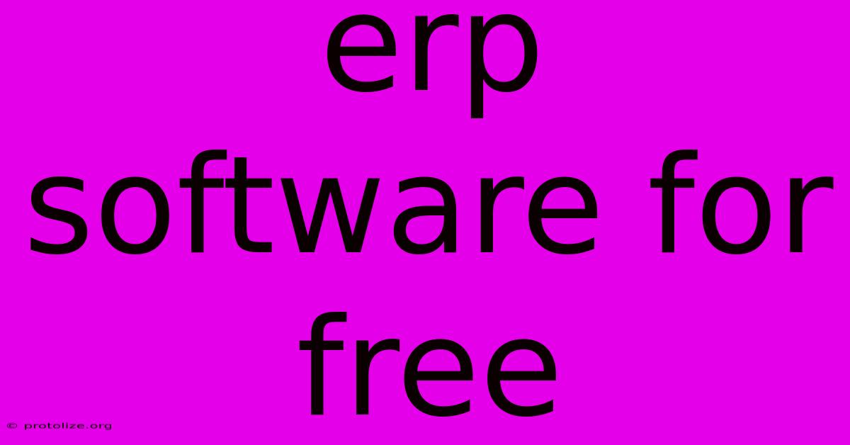 Erp Software For Free