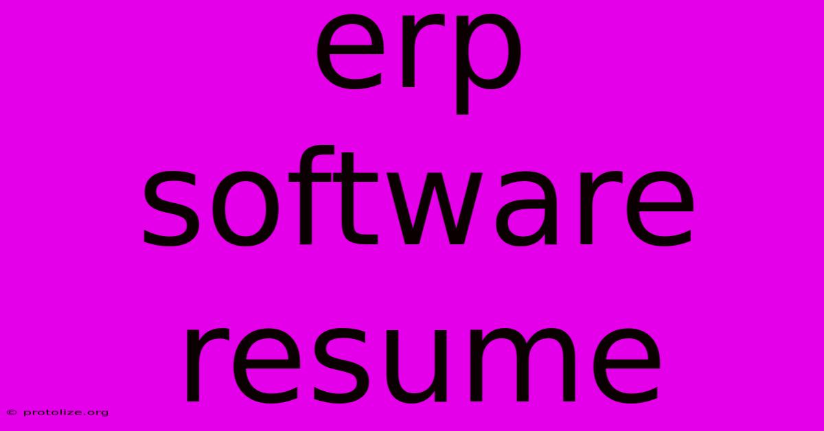 Erp Software Resume