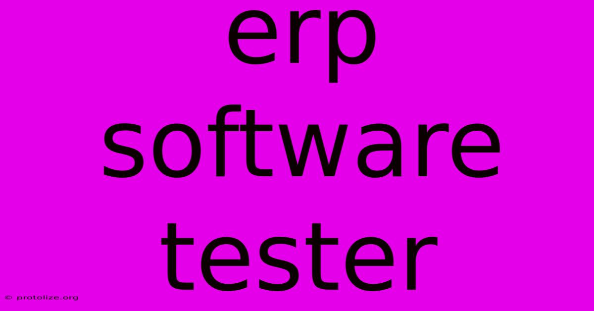 Erp Software Tester Erp Software Tester