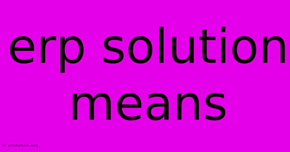 Erp Solution Means Erp Solution Means