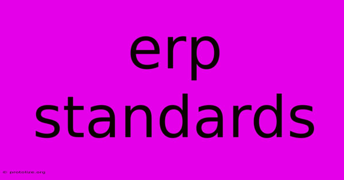 Erp Standards Erp Standards