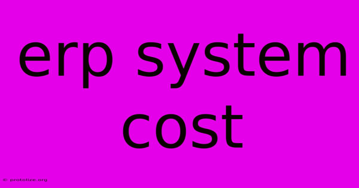 Erp System Cost Erp System Cost
