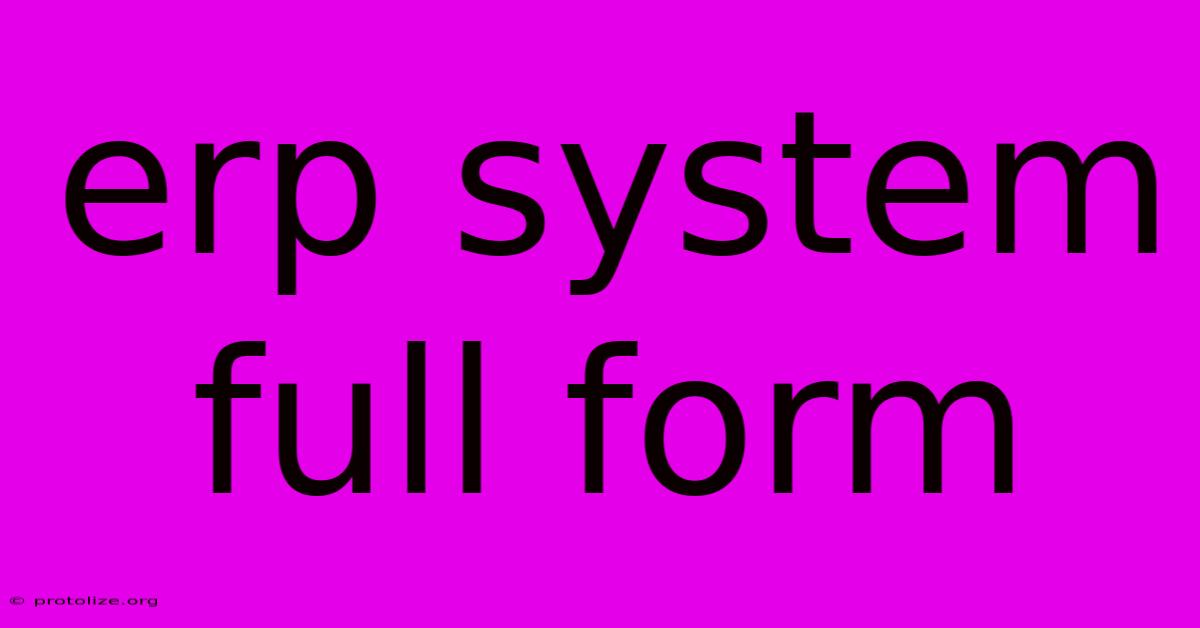Erp System Full Form