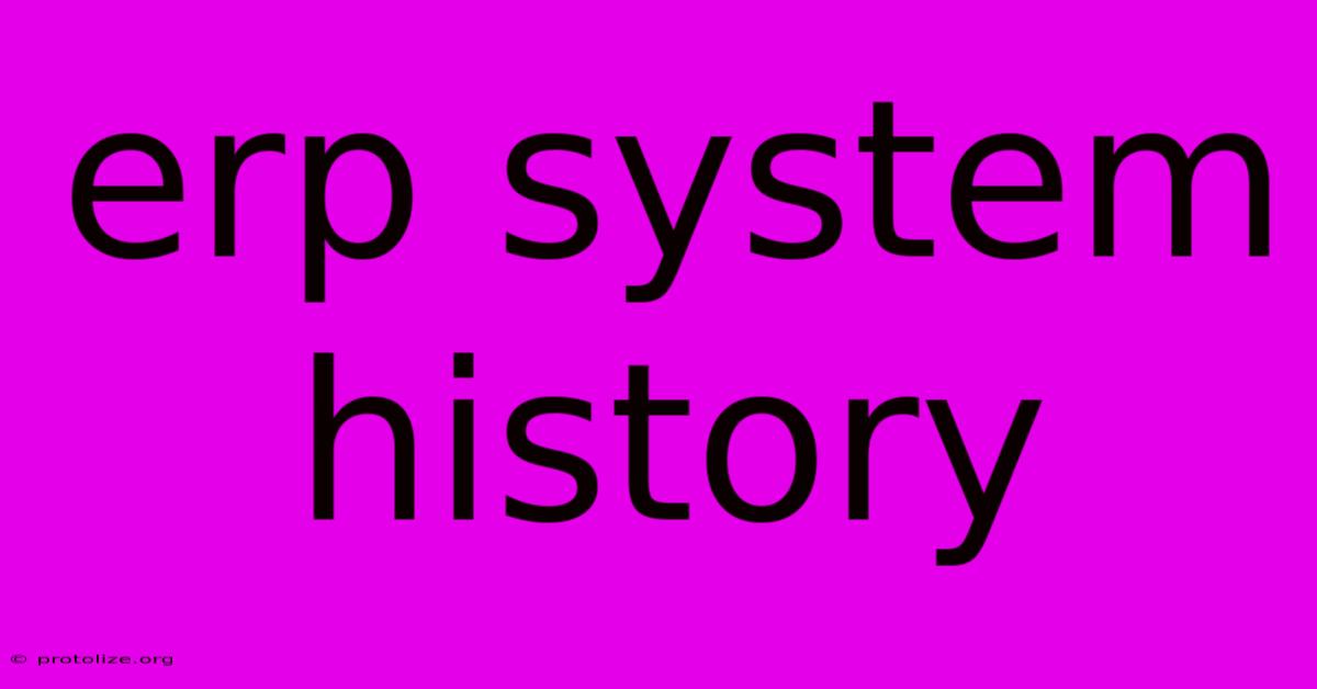 Erp System History