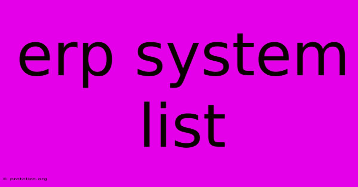 Erp System List Erp System List