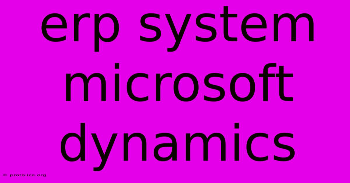 Erp System Microsoft Dynamics