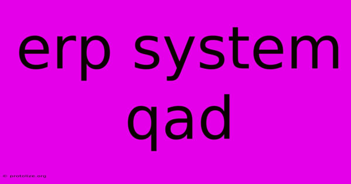 Erp System Qad Erp System Qad
