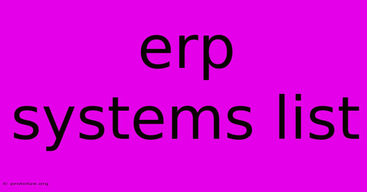 Erp Systems List