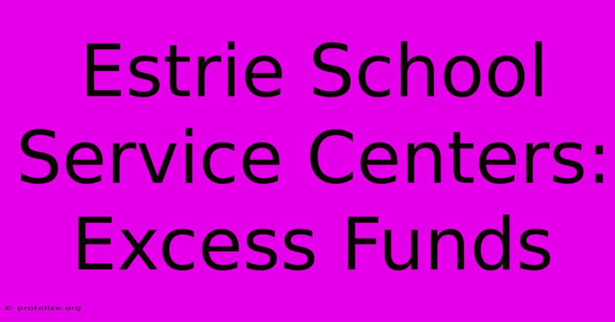 Estrie School Service Centers: Excess Funds