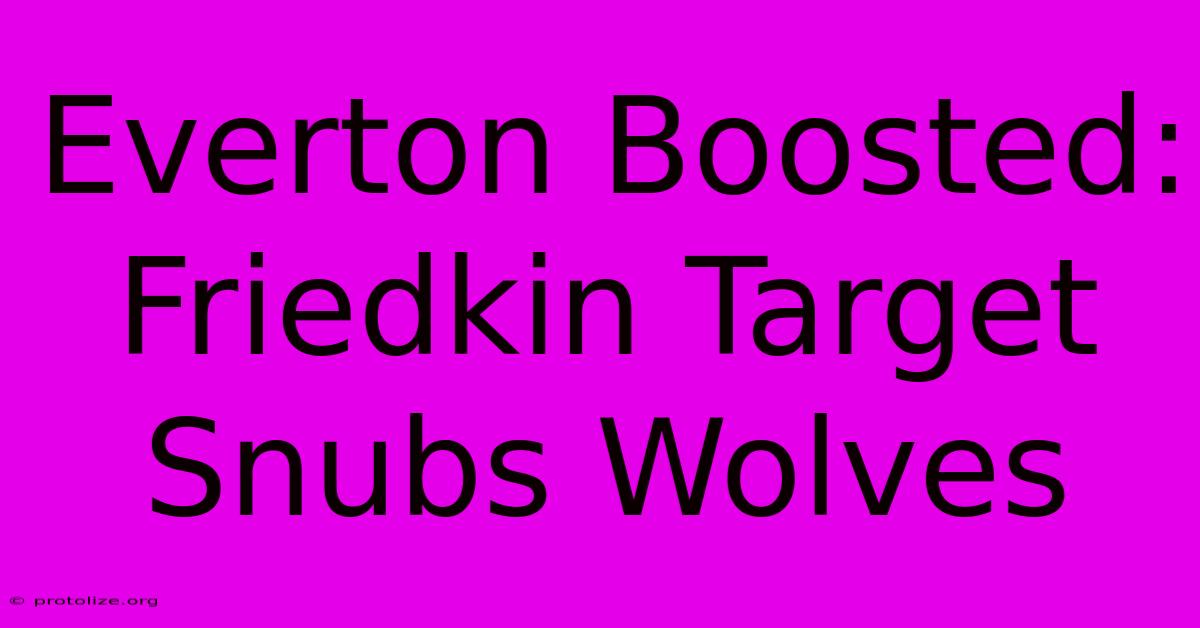 Everton Boosted: Friedkin Target Snubs Wolves