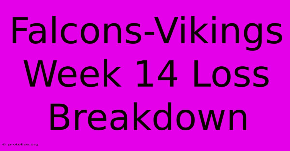 Falcons-Vikings Week 14 Loss Breakdown Falcons-Vikings Week 14 Loss Breakdown