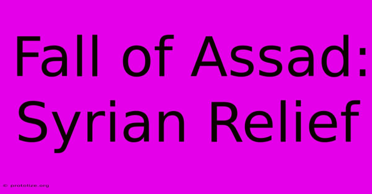 Fall Of Assad: Syrian Relief Fall Of Assad: Syrian Relief
