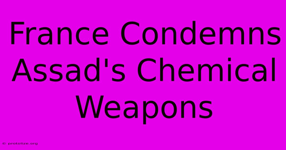 France Condemns Assad's Chemical Weapons France Condemns Assad's Chemical Weapons