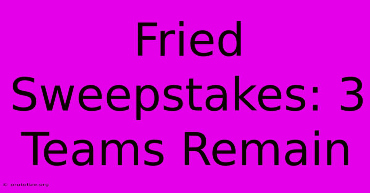 Fried Sweepstakes: 3 Teams Remain Fried Sweepstakes: 3 Teams Remain
