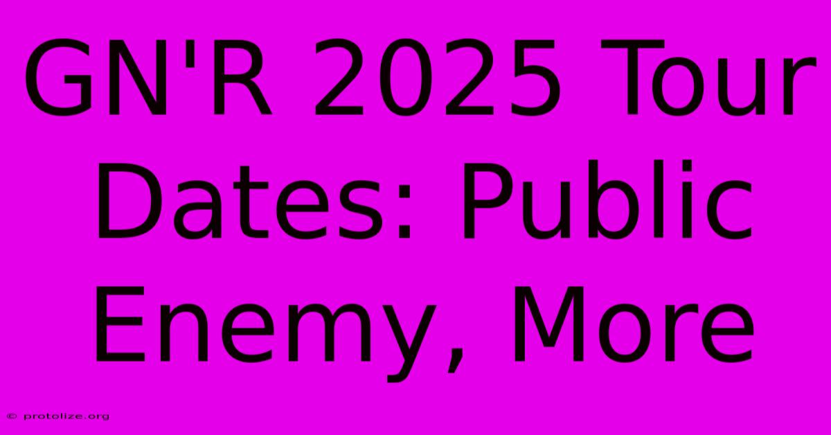 GN'R 2025 Tour Dates: Public Enemy, More