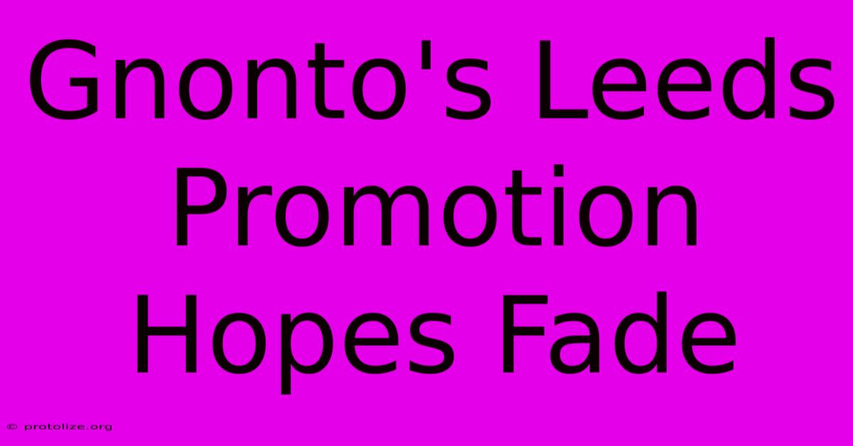 Gnonto's Leeds Promotion Hopes Fade Gnonto's Leeds Promotion Hopes Fade