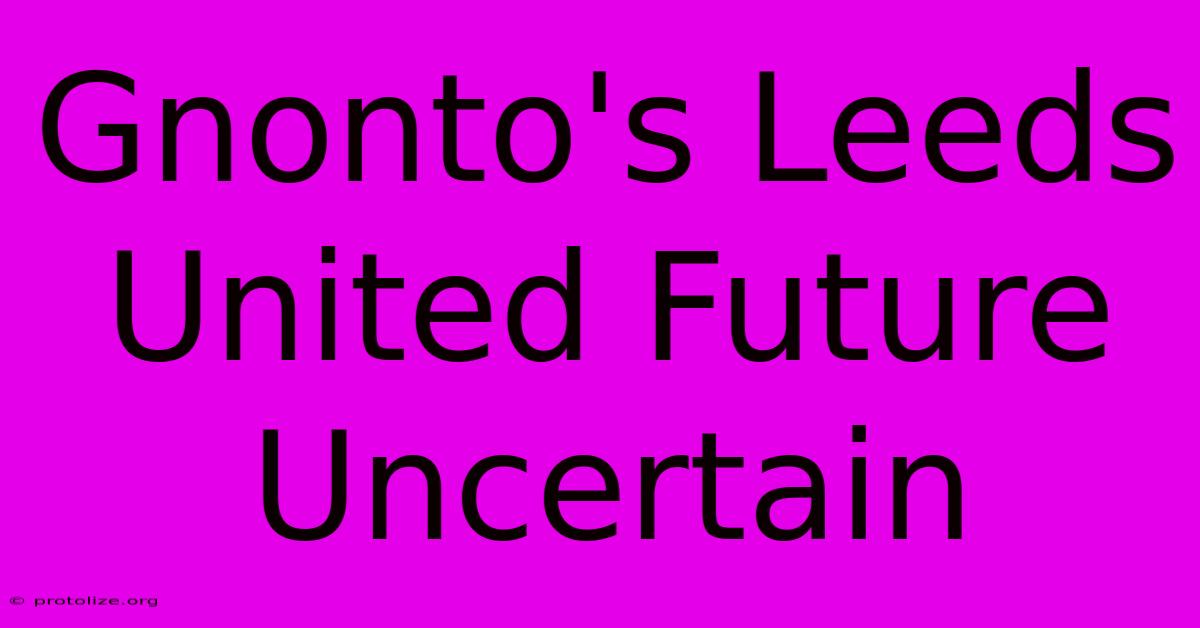 Gnonto's Leeds United Future Uncertain Gnonto's Leeds United Future Uncertain