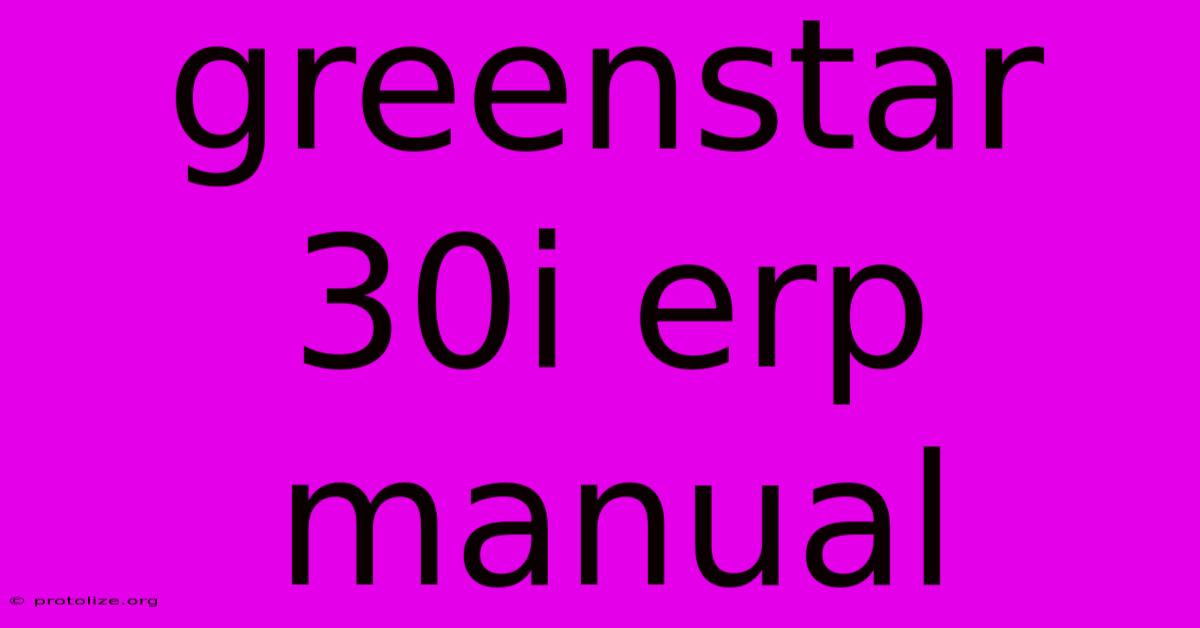 Greenstar 30i Erp Manual Greenstar 30i Erp Manual