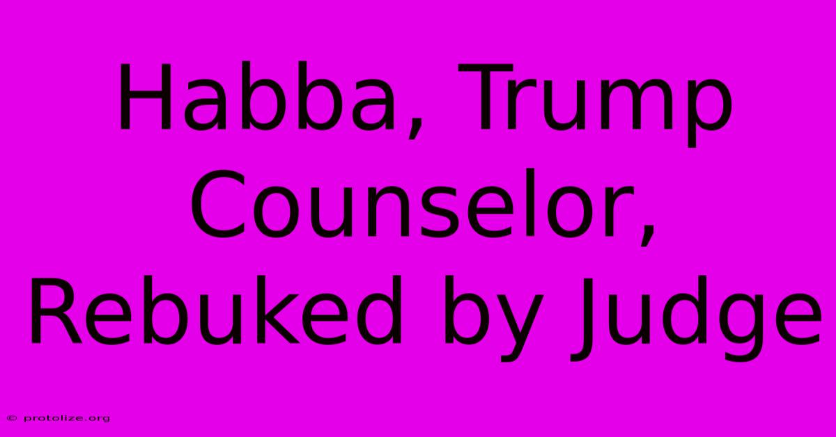 Habba, Trump Counselor, Rebuked By Judge