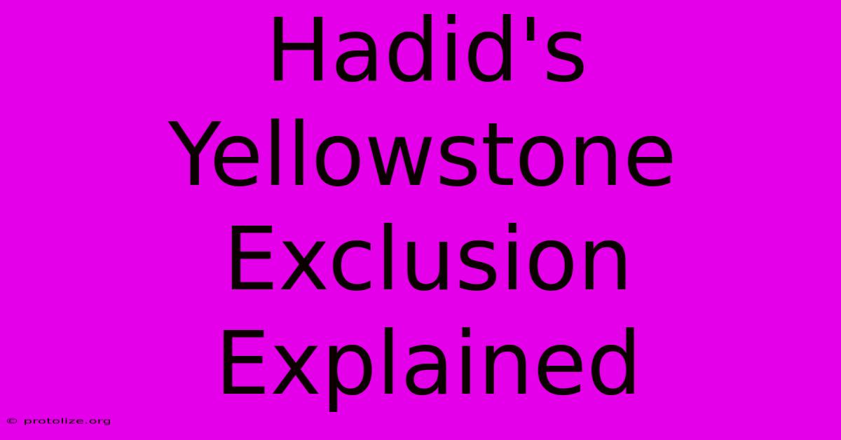 Hadid's Yellowstone Exclusion Explained