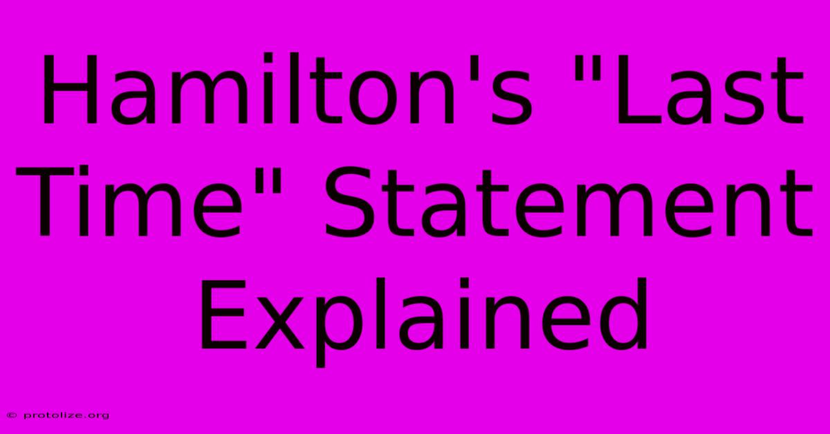 Hamilton's Hamilton's