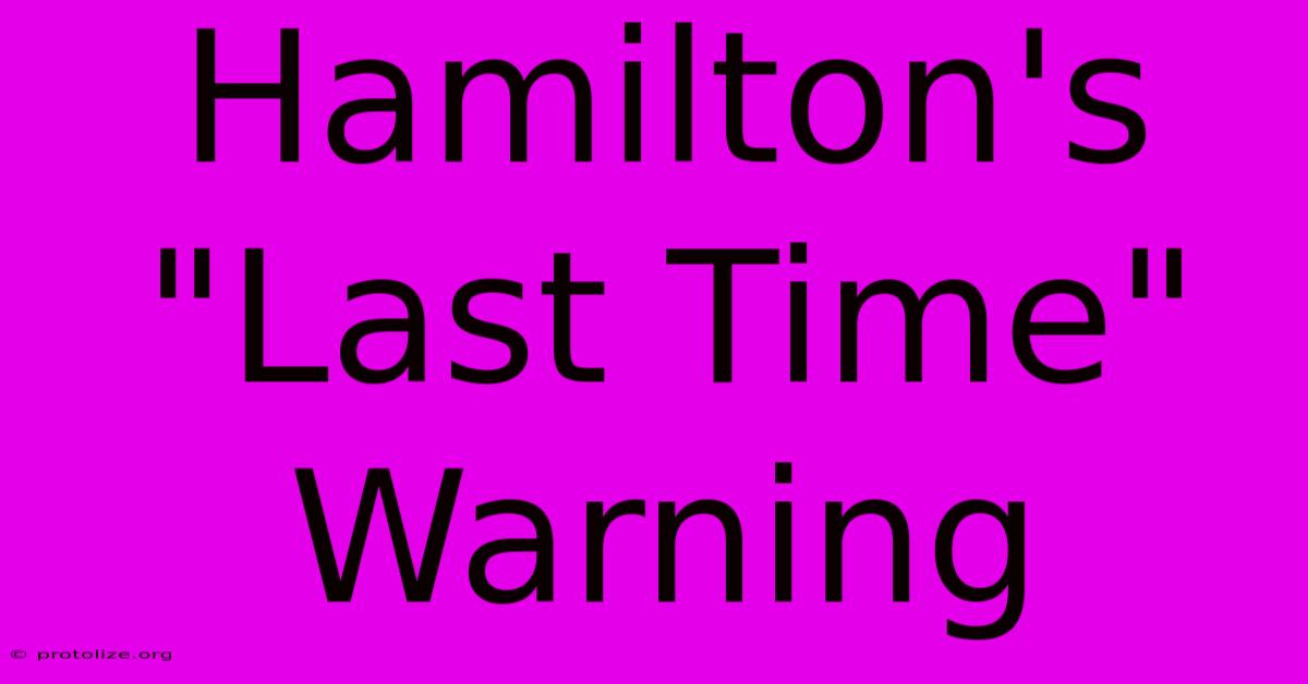 Hamilton's Hamilton's