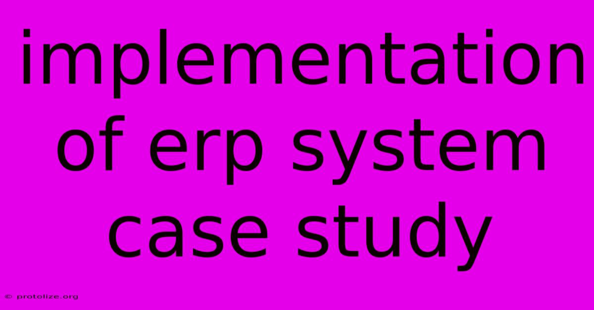 Implementation Of Erp System Case Study