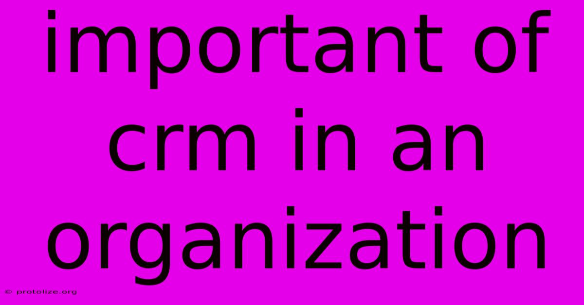 Important Of Crm In An Organization