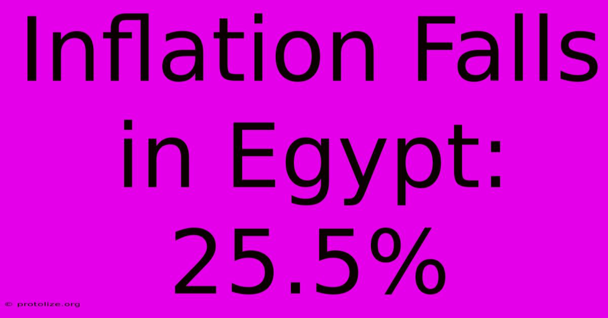 Inflation Falls In Egypt: 25.5% Inflation Falls In Egypt: 25.5%