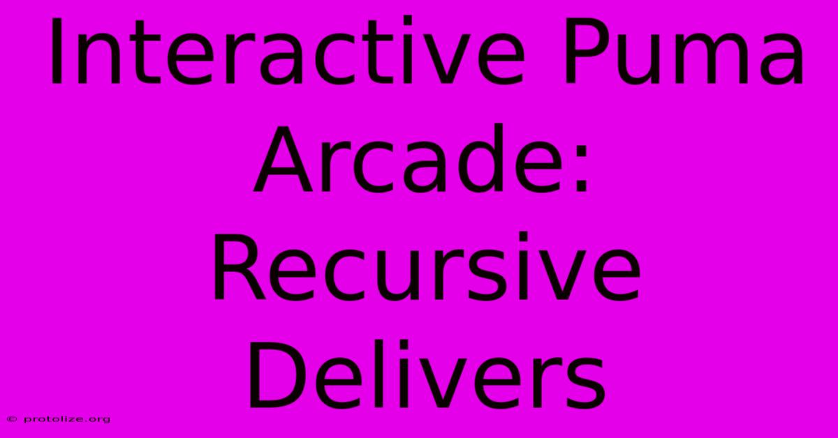 Interactive Puma Arcade: Recursive Delivers Interactive Puma Arcade: Recursive Delivers