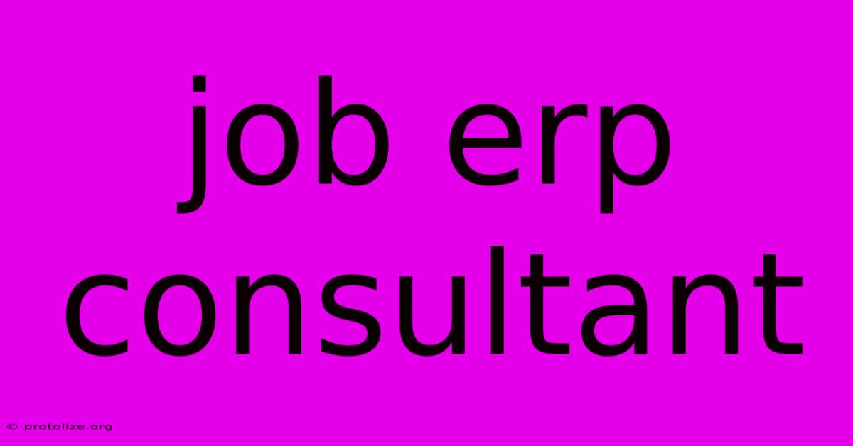 Job Erp Consultant Job Erp Consultant
