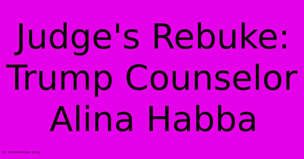 Judge's Rebuke: Trump Counselor Alina Habba