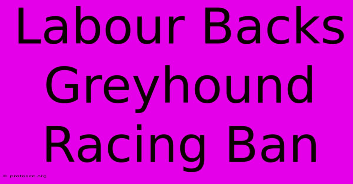 Labour Backs Greyhound Racing Ban