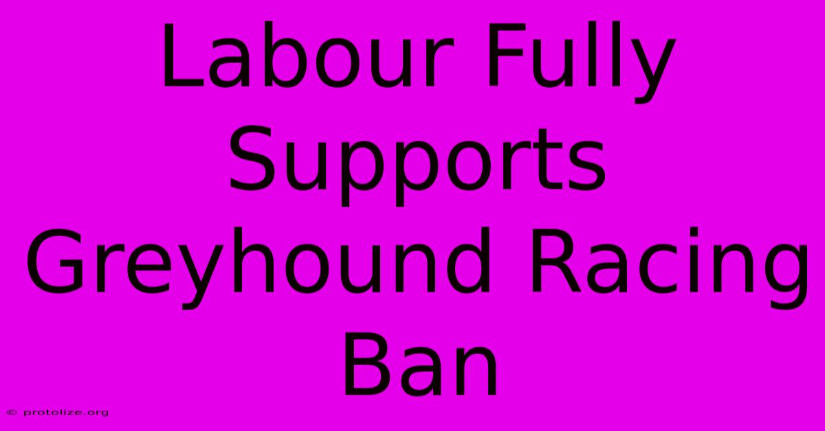 Labour Fully Supports Greyhound Racing Ban