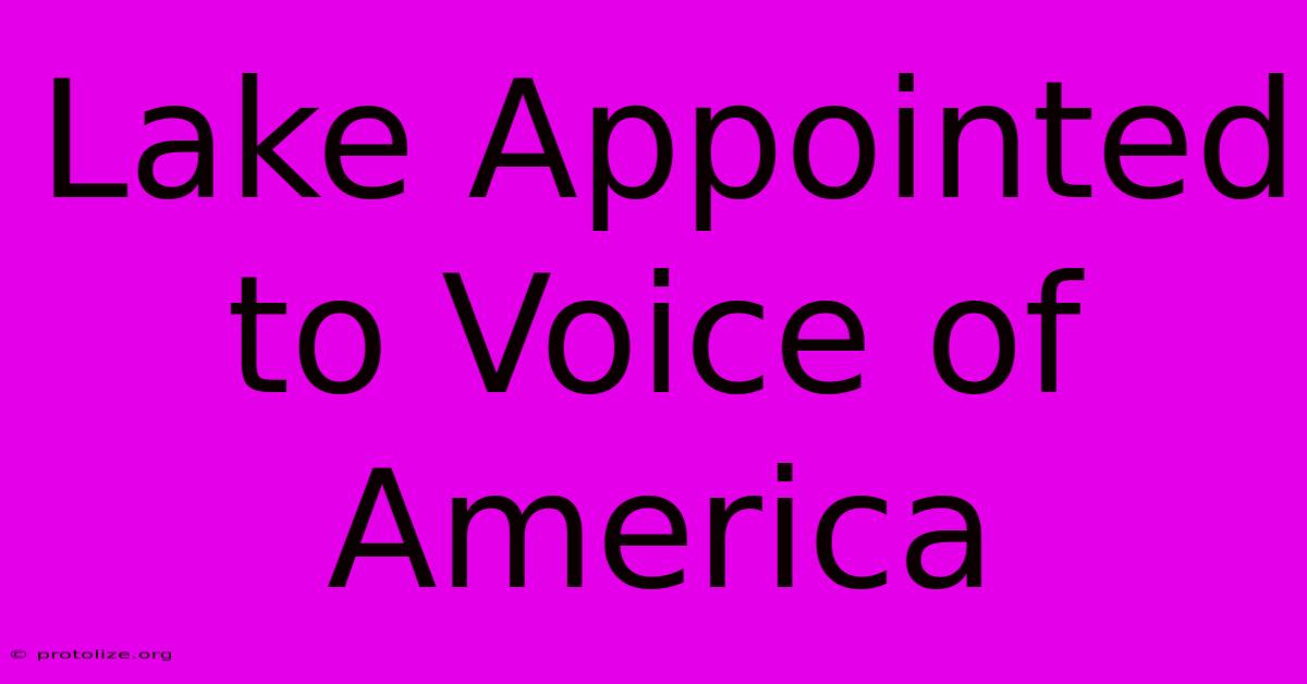 Lake Appointed To Voice Of America Lake Appointed To Voice Of America