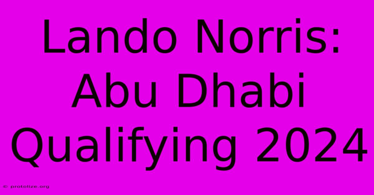 Lando Norris: Abu Dhabi Qualifying 2024 Lando Norris: Abu Dhabi Qualifying 2024