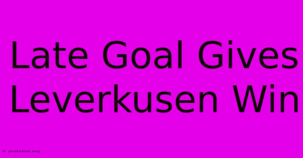Late Goal Gives Leverkusen Win Late Goal Gives Leverkusen Win